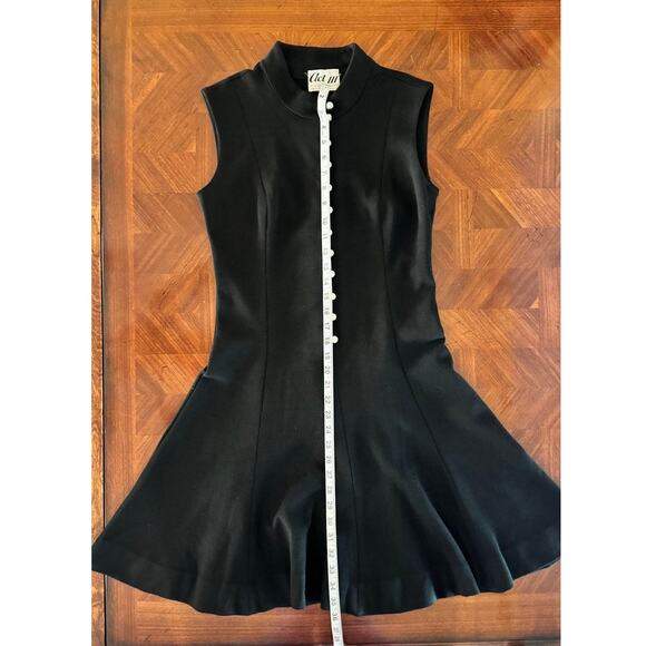Vintage Act III Mod Black Wool Dress w/ Rhinestone Buttons - Picture 9 of 14